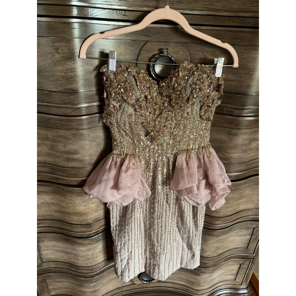 Women's Mandalay Gold & Pink Embellished Mini Dress size 6